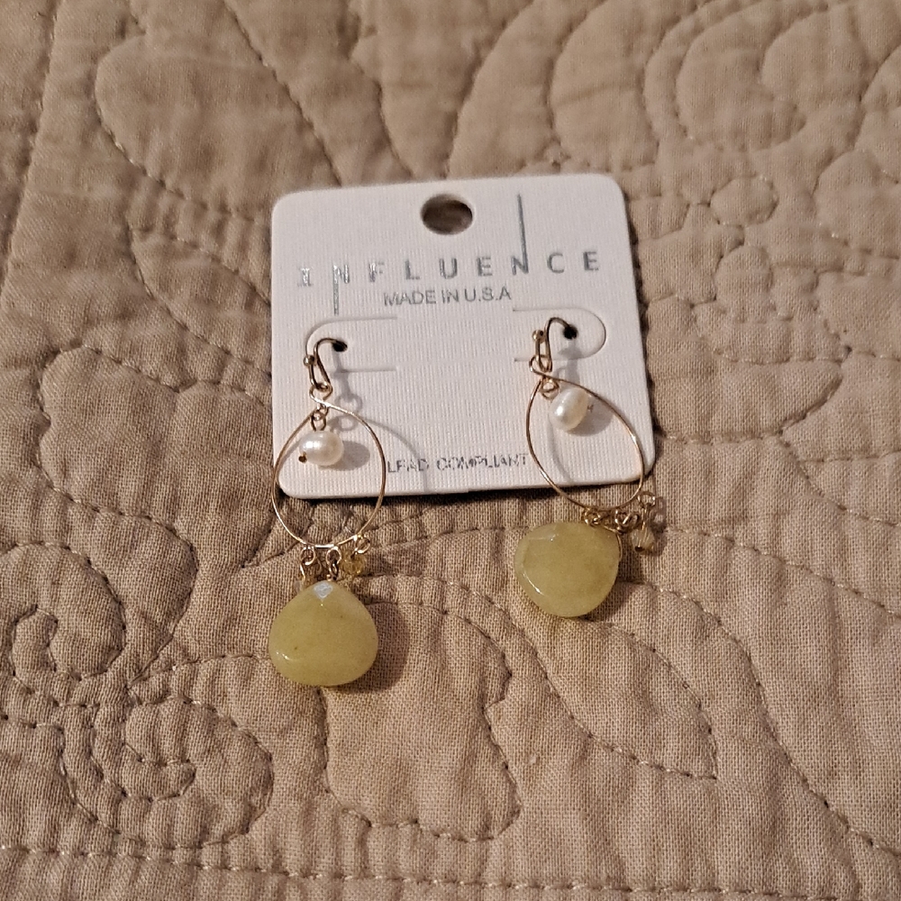 Gold and Cream Minimalist Earrings